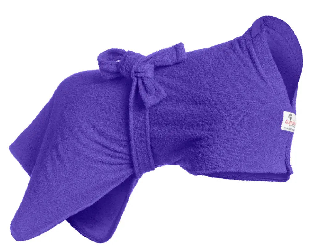 Product image of purple dog towelling robe by Dogrobes with 5-star review