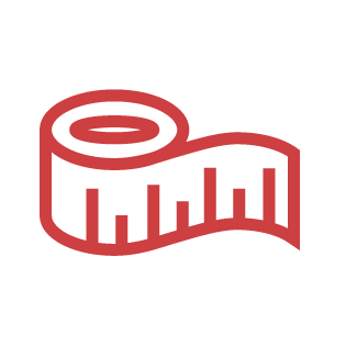Dogrobes red measuring tape icon for all size guides