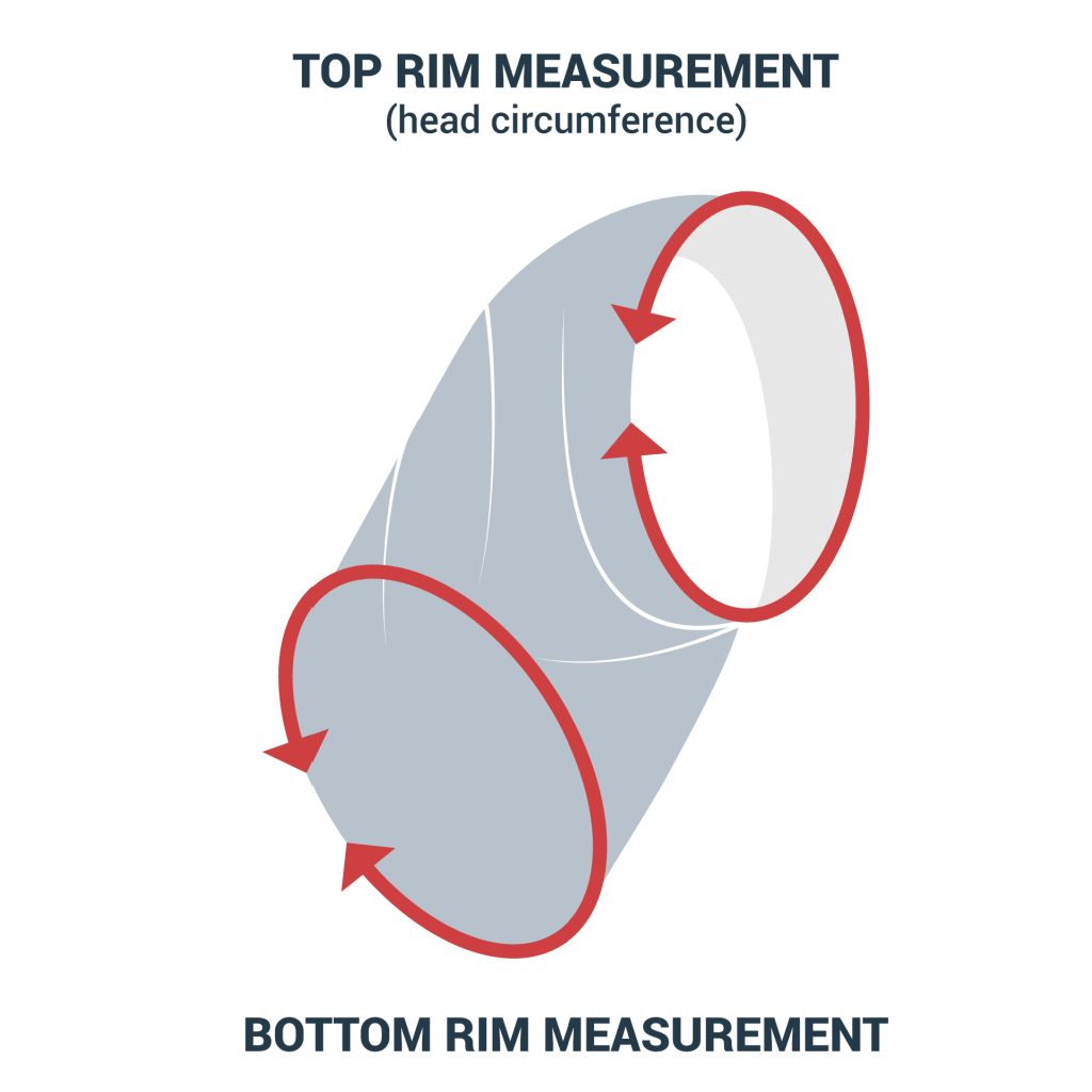 Diagram showing top rim and bottom rim measurements for Dogrobes Snood sizing