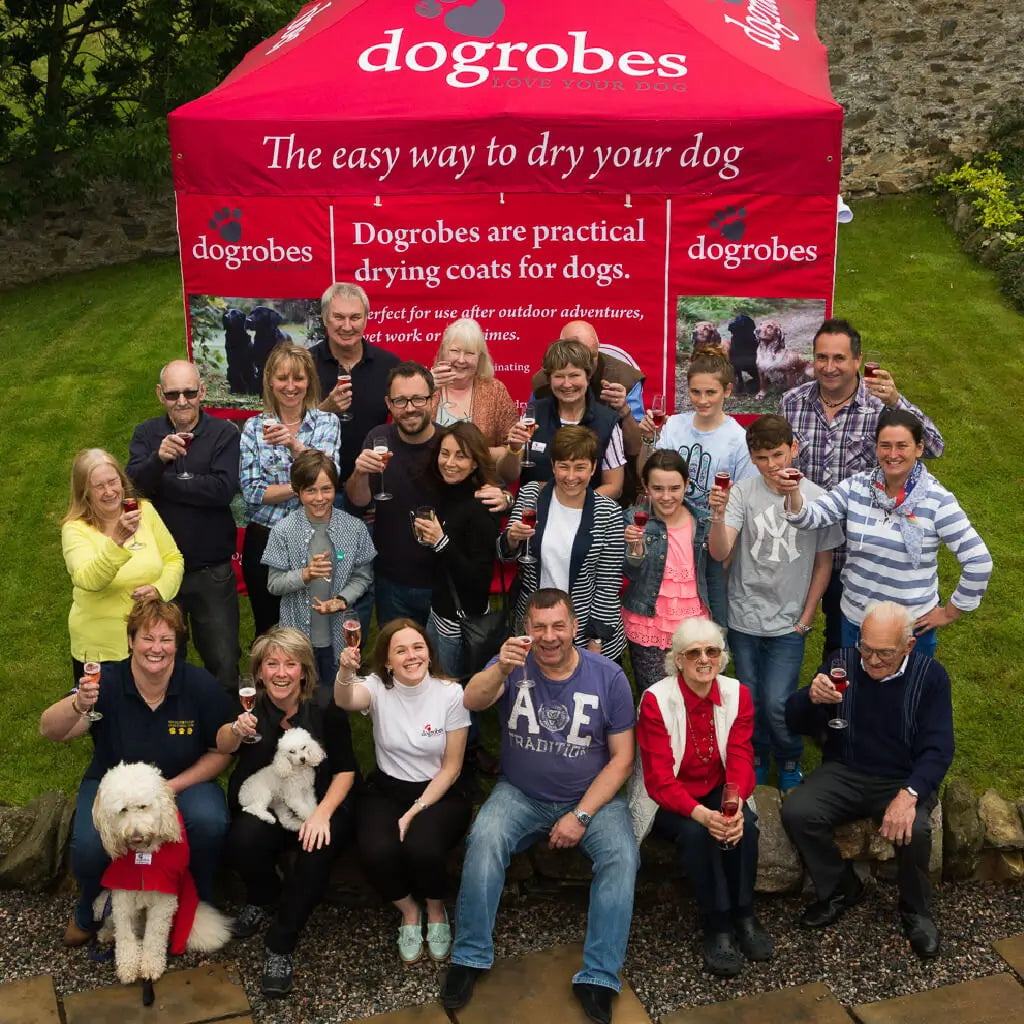 Dogrobes team and friends celebrating the brand's success and 10th birthday in 2014