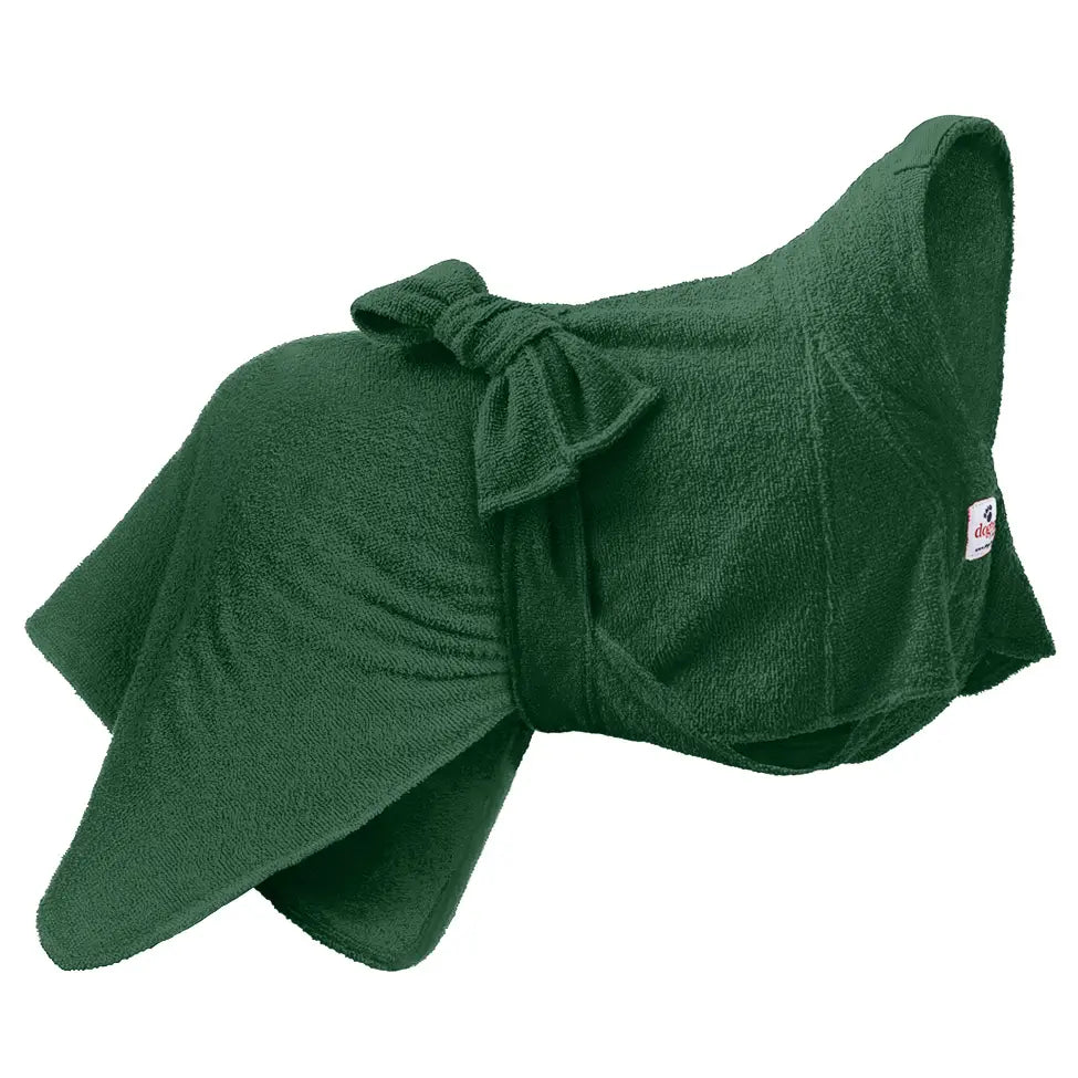Green Dogrobe MAX lightweight dog towel robe from Dogrobes with chest plate and single layer design for fast drying