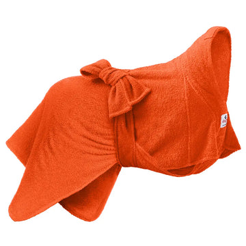 Orange Dogrobe MAX dog towel coat by Dogrobes with chest plate higher collar and shoulder inserts for full body drying