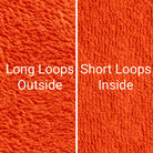 Orange Dogrobes dog drying mitts fabric, long outer cotton loops for maximum absorbency