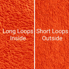 Orange Dogrobes dog drying coats and snoods fabric, long inner cotton loops for maximum absorbency and warmth retention