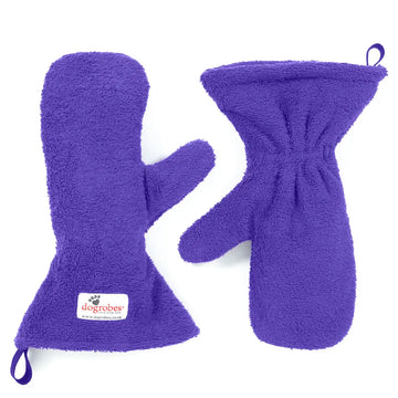 Pair of Purple Dogrobes Dog Drying Gauntlets (mitts) used for drying a dog’s legs and paws or giving a quick rub-down