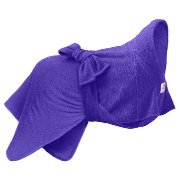 Purple Dogrobe MAX dog towel coat designed by Dogrobes with extra length and higher collar for maximum coverage