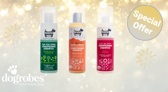 Hownd Conditioning Shampoos: Yup You Stink! White and Bright Colour Enhancing and Got An Itch? All are on a special offer.