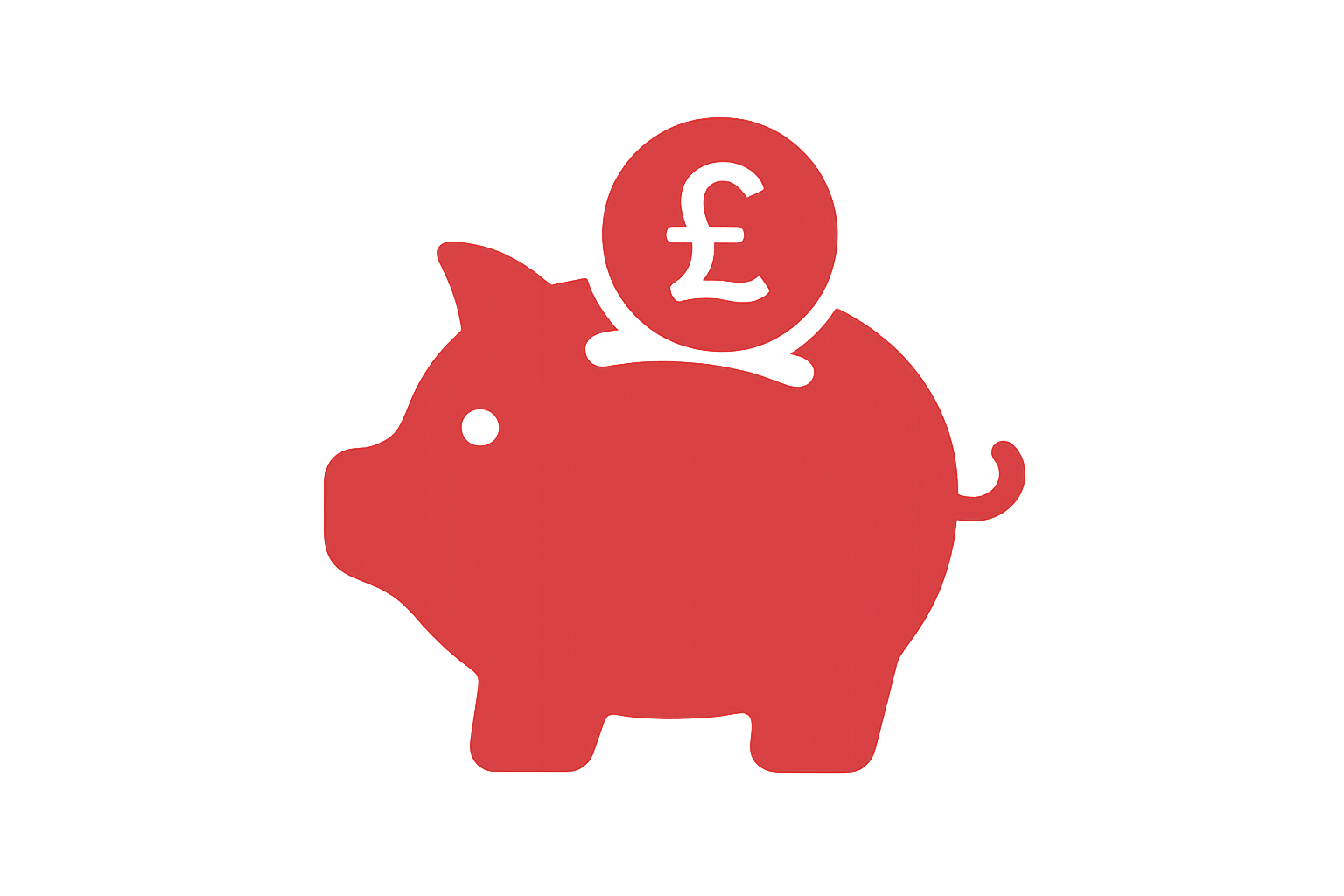 dogrobes-money-saving-icon Red piggy bank icon with pound coin going into slot highlighting Dogrobes money-saving offer