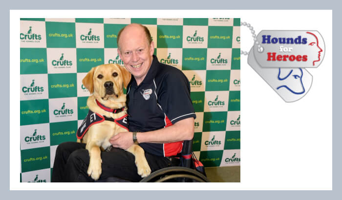 Hounds for Heroes founder, Allen Parton with his dog ET at Crufts